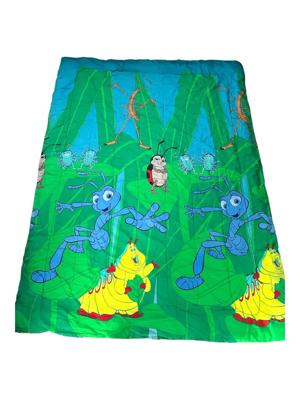 Vintage 90s Disney Pixar A Bug's Life Twin Reversible Comforter Blanket